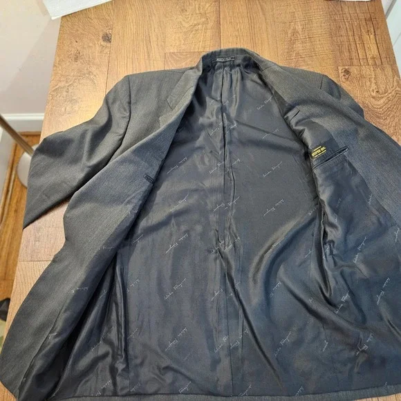 Salvatore Ferragamo Suit Jacket Men Size 42 Charcoal Super 100s Made in Italy